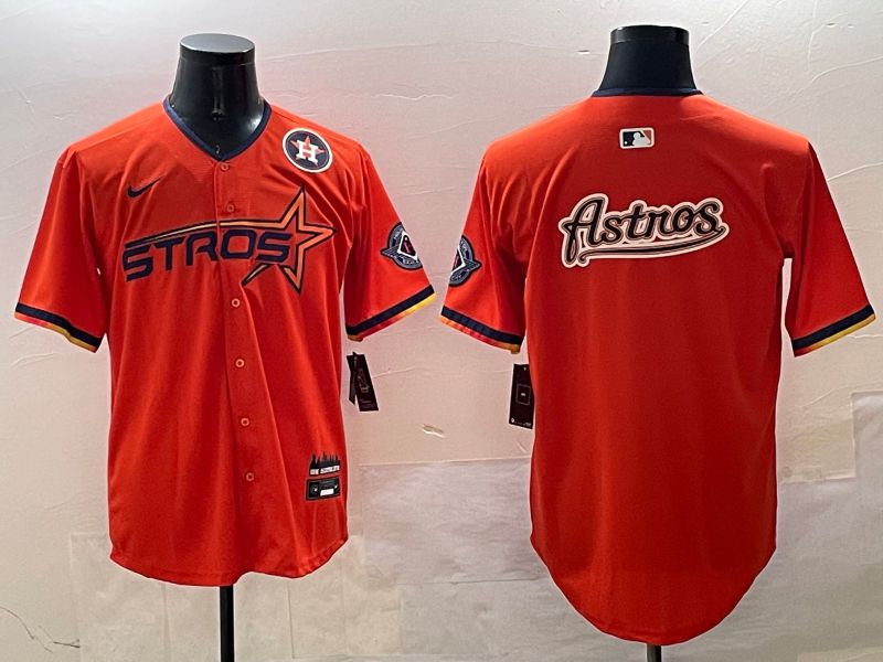 Men Houston Astros Blank Orange Three generations Joint Name 2025 Nike MLB Jersey style 6->houston astros->MLB Jersey